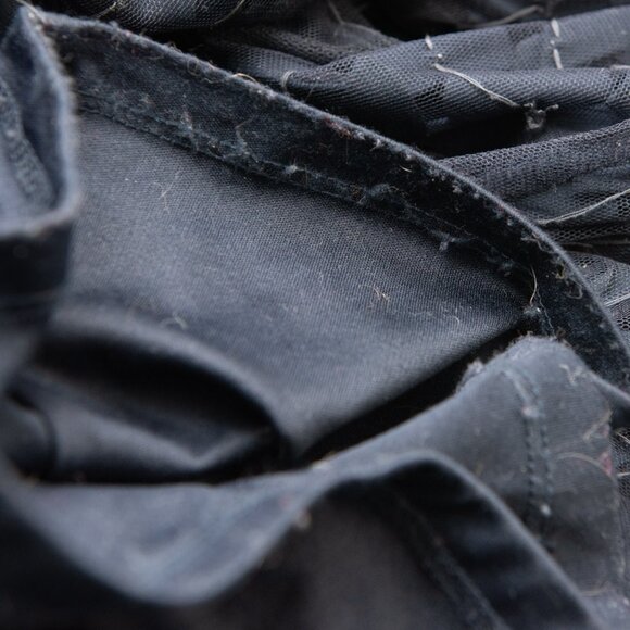 Theia Beaded Petal Appliqué Dress Maxi Short Sleeve Evening Gown Navy Blue 8 - Picture 9 of 9